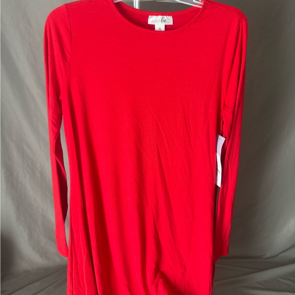 Red Long Sleeve Swing Dress